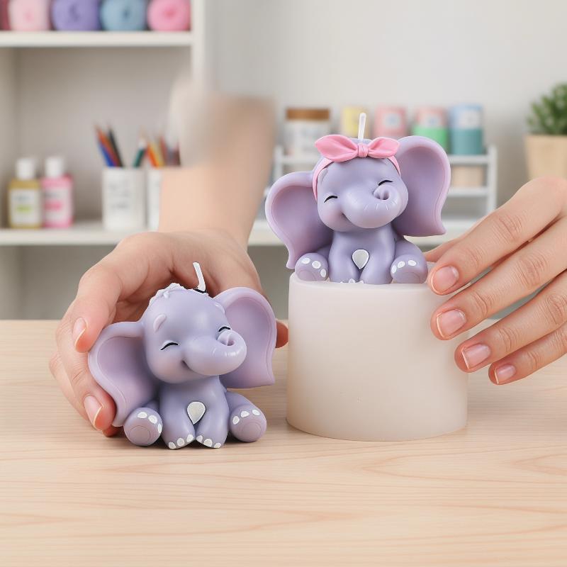 Melt Pour Soap Base - 귀여운 3D 코끼리 실리콘 캔들 몰드,