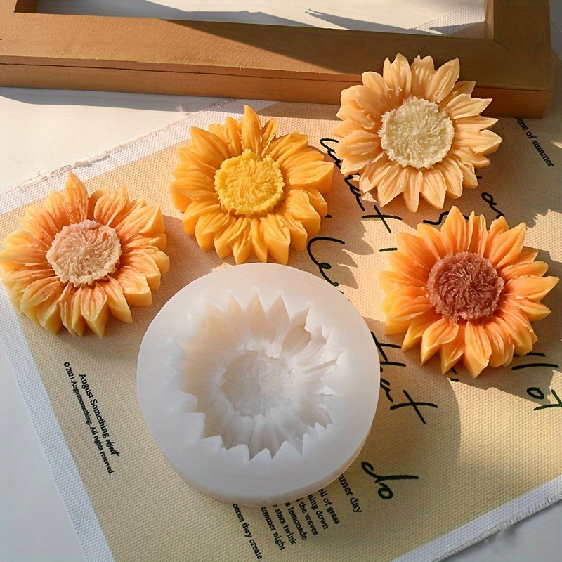 Melt Pour Soap Base - 활기 넘치는 3D 해바라기 실리콘 몰드