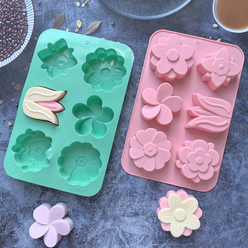 Soap Making Accessories - 다양한 꽃 모양 실리콘 몰드, 비누