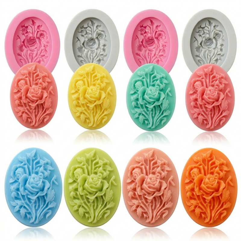 Melt Pour Soap Base - 4개의 꽃 모양 실리콘 몰드, 쉽게
