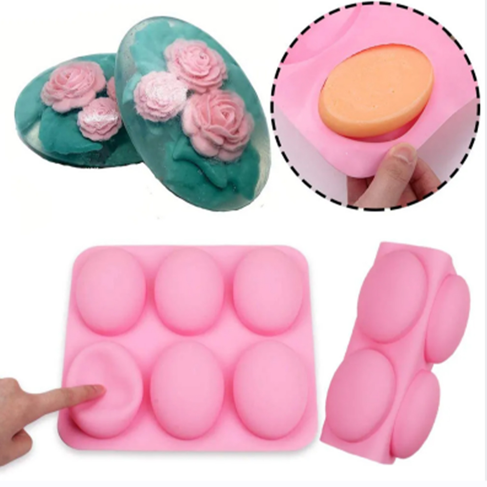 6 캐비티 케이크 베이킹 팬용 다기능 타원형 실리콘 비 - Soap Making Accessories 리뷰 및 가격